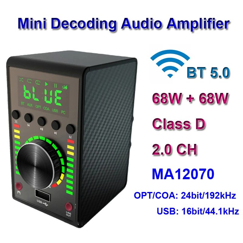 MA12070 68W*2 for Infineon Bluetooth 5.0 Digital Audio Power Amp 2.0 Channel Class D 24bit/192kHz USB DAC HiFi Stereo Amplifier
MA12070 68W*2 for Infineon Bluetooth 5.0 Digital Audio Power Amp 2.0 Channel Class D 24bit/192kHz USB DAC HiFi Stereo Amplifier