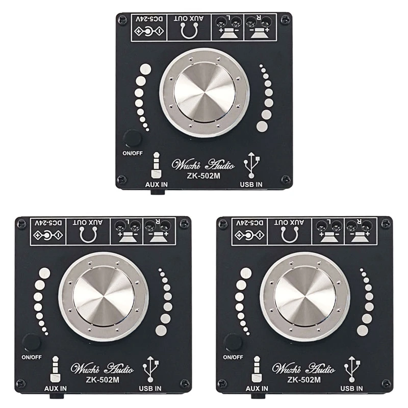 3X ZK-502M Amplifier Board HIFI 2.0 Stereo Bluetooth Digital Power Amplifier Module 50Wx2
3X ZK-502M Amplifier Board HIFI 2.0 Stereo Bluetooth Digital Power Amplifier Module 50Wx2
