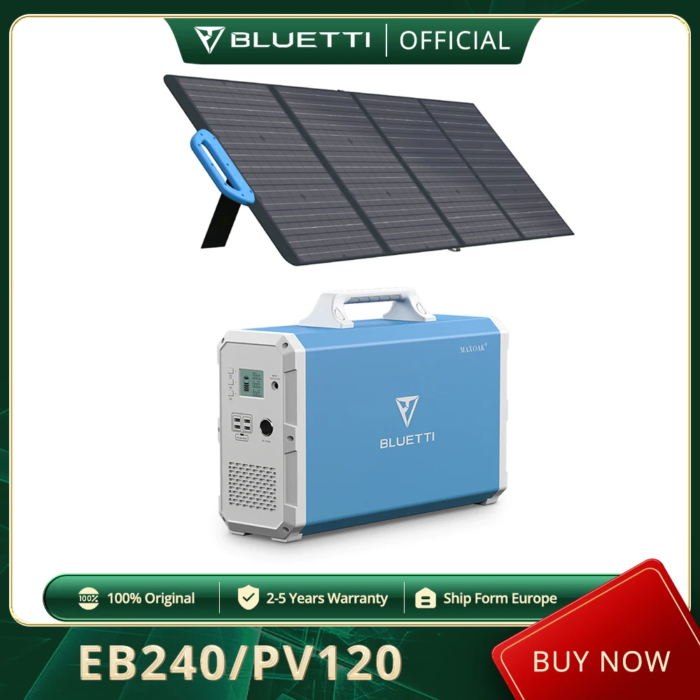 

[Official] BLUETTI EB240 2400WH 1000W Portable Power Station + Solar Generator Bluetti SP200 / SP120 / PV120 Solar Panel Kit