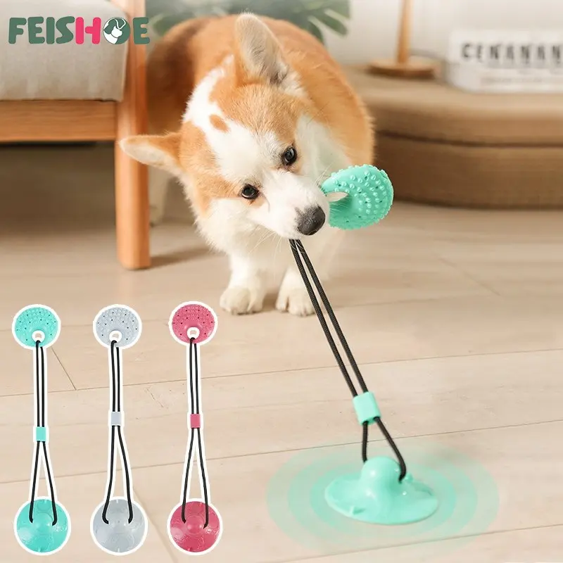 

Dog Cleaning Dogs Bite Tug Cup For Resist Interactive Medium Toys Large Tooth TPR Dog Supplies Ball Suction Games Ball Pet