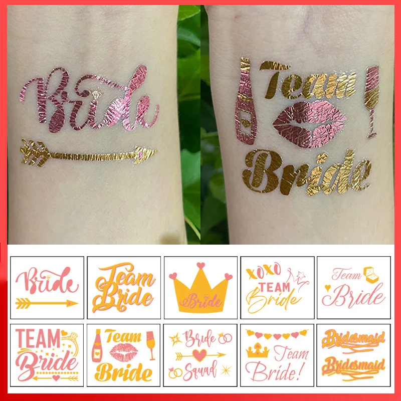 10Pc Bachelorette Party Team Bride Bridesmaid Tribe Squad Temporary Tattoo Hen Night Golden Sticker Bride To Be Wedding Supplies
10Pc Bachelorette Party Team Bride Bridesmaid Tribe Squad Temporary Tattoo Hen Night Golden Sticker Bride To Be Wedding Supplies