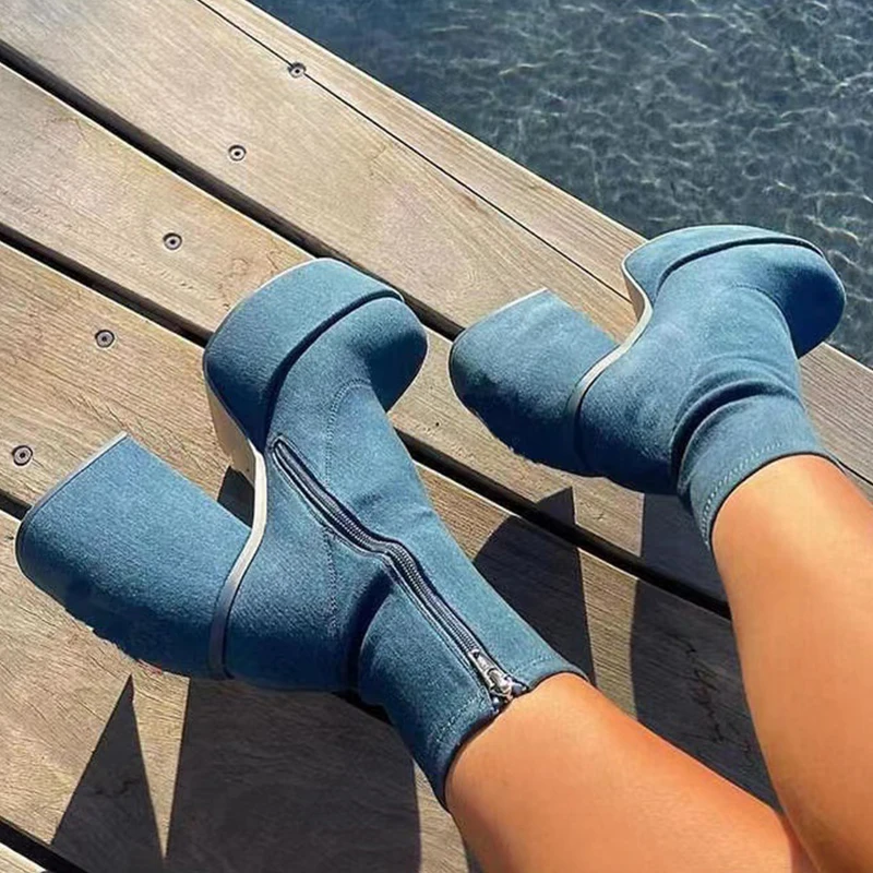 Fashion Ankle Boots Women High Platform Shaped High Heel Boots Chunky Heels Zipper Design Shoes Large Size 43 Women Shoes
Fashion Ankle Boots Women High Platform Shaped High Heel Boots Chunky Heels Zipper Design Shoes Large Size 43 Women Shoes