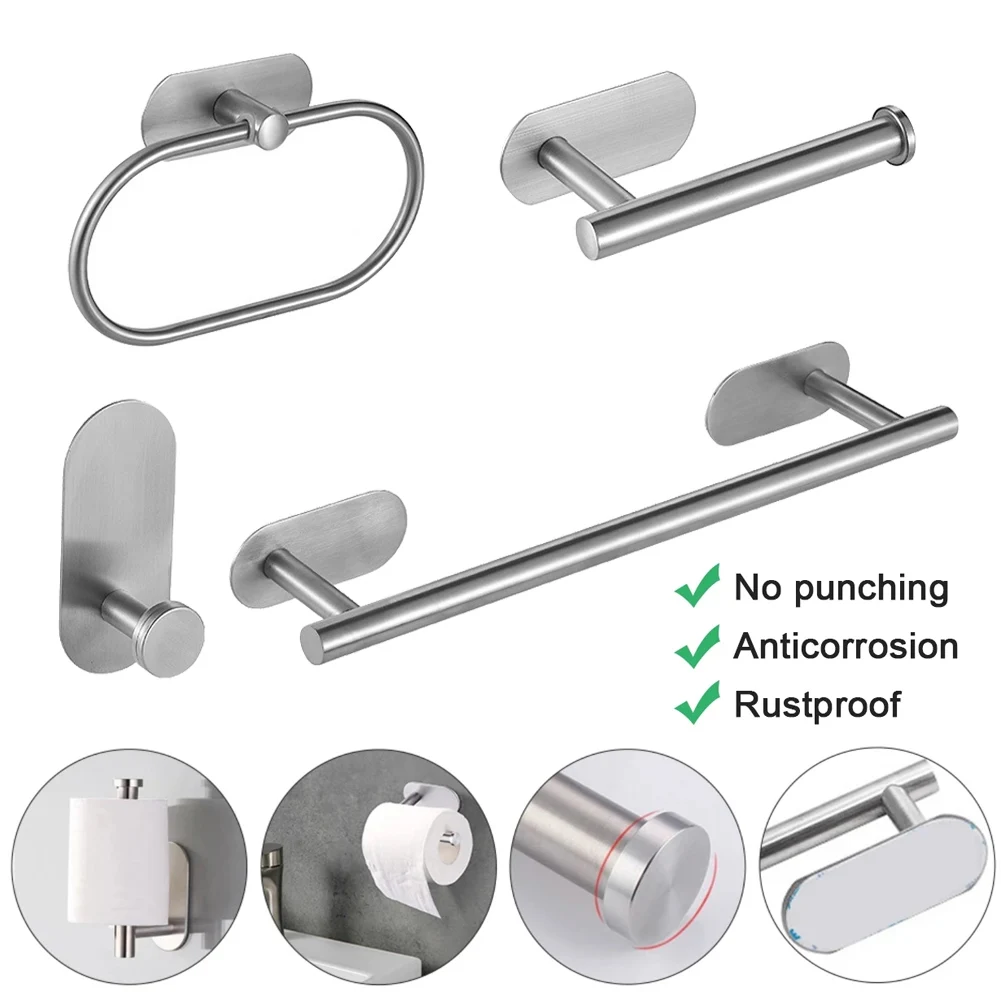 Self Adhesive Toilet Paper Roll Holder Towel Rack Bathroom Wall Mount Stainless Steel Towel Ring Robe Hanger Accessories
Self Adhesive Toilet Paper Roll Holder Towel Rack Bathroom Wall Mount Stainless Steel Towel Ring Robe Hanger Accessories