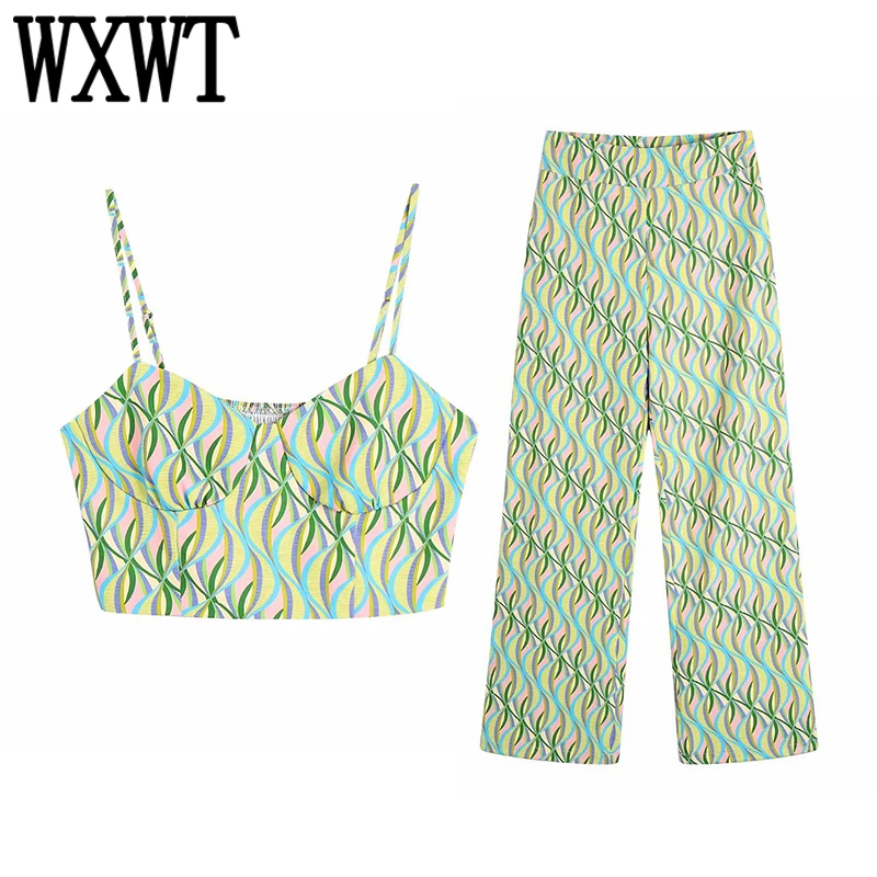 WXWT Women Geometry Print Sets Sleeveless Cropped Summer Sexy Camis Tops With Flare Long Pants BB22435
WXWT Women Geometry Print Sets Sleeveless Cropped Summer Sexy Camis Tops With Flare Long Pants BB22435