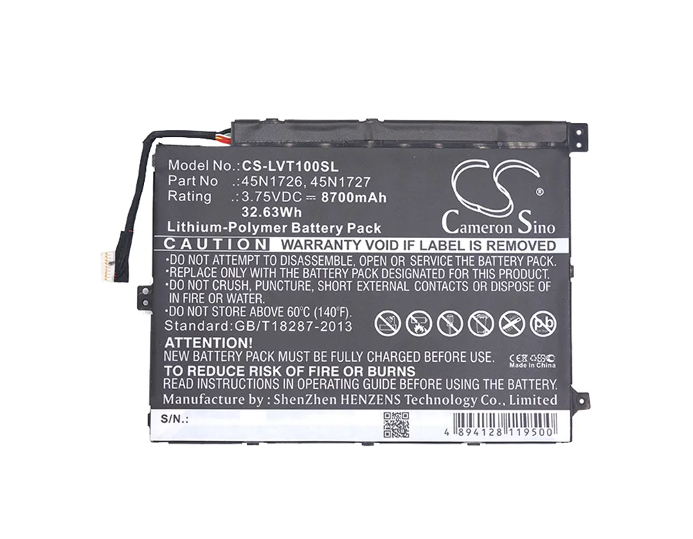 Generic 8700mA Battery for Lenovo Thinkpad 10,Z3795 1ICP4/82/114-2,1ICP4/83/113,45N1726,45N1727
Generic 8700mA Battery for Lenovo Thinkpad 10,Z3795 1ICP4/82/114-2,1ICP4/83/113,45N1726,45N1727