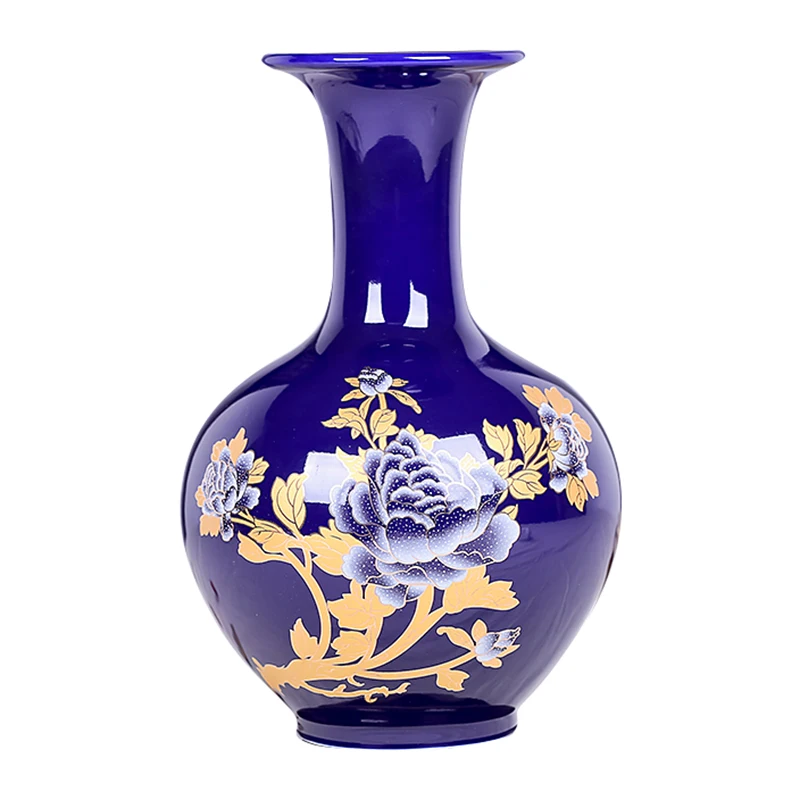 Jingdezhen Ceramic Blue Black Peony Vase High White Clay Noble Blue Glaze Vase Wedding Gifts Home Handicraft Furnishing Articles
Jingdezhen Ceramic Blue Black Peony Vase High White Clay Noble Blue Glaze Vase Wedding Gifts Home Handicraft Furnishing Articles