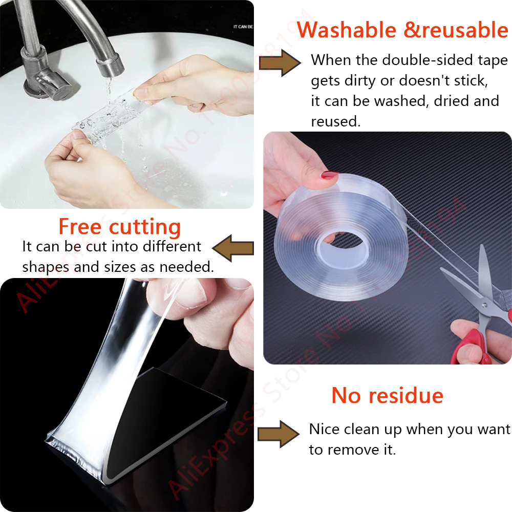 20/30mm Double-sided Adhesive Tape Roll Sticky Reusable Waterproof Wall Sticker Removable Self Adhesive Glue Home Appliance Nano
20/30mm Double-sided Adhesive Tape Roll Sticky Reusable Waterproof Wall Sticker Removable Self Adhesive Glue Home Appliance Nano