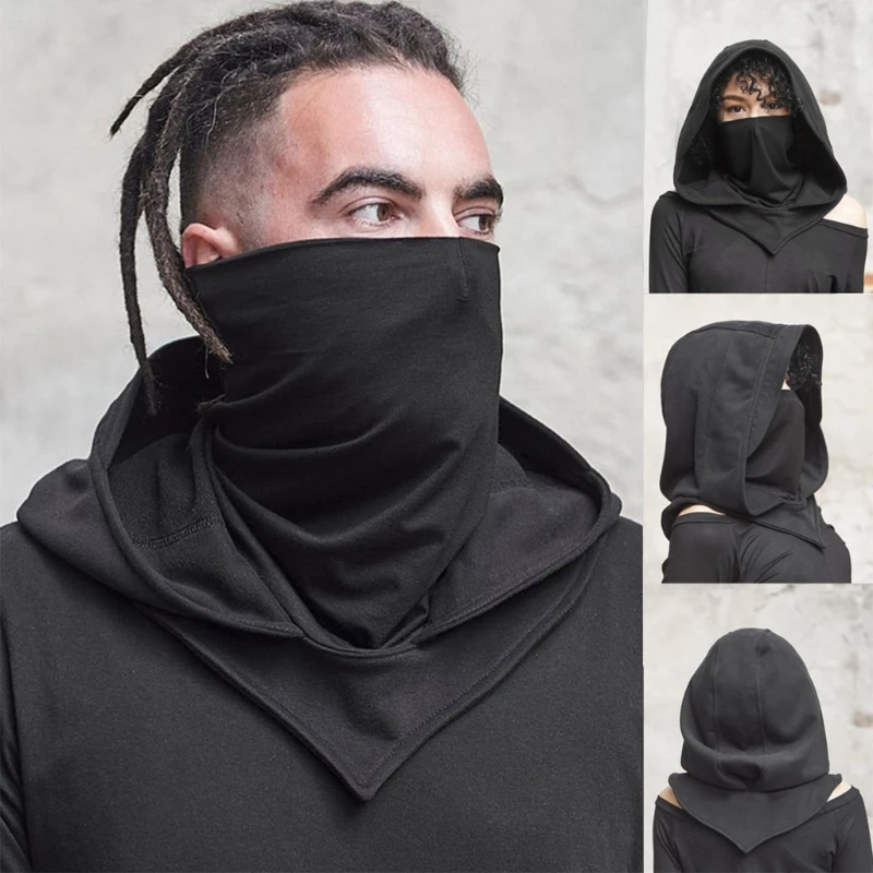 

Hooded Hat Hooded Balaclava Medieval Hat With Veil Windproof Balaclava Breathable Face Cover Anti droplet Hooded Cloak