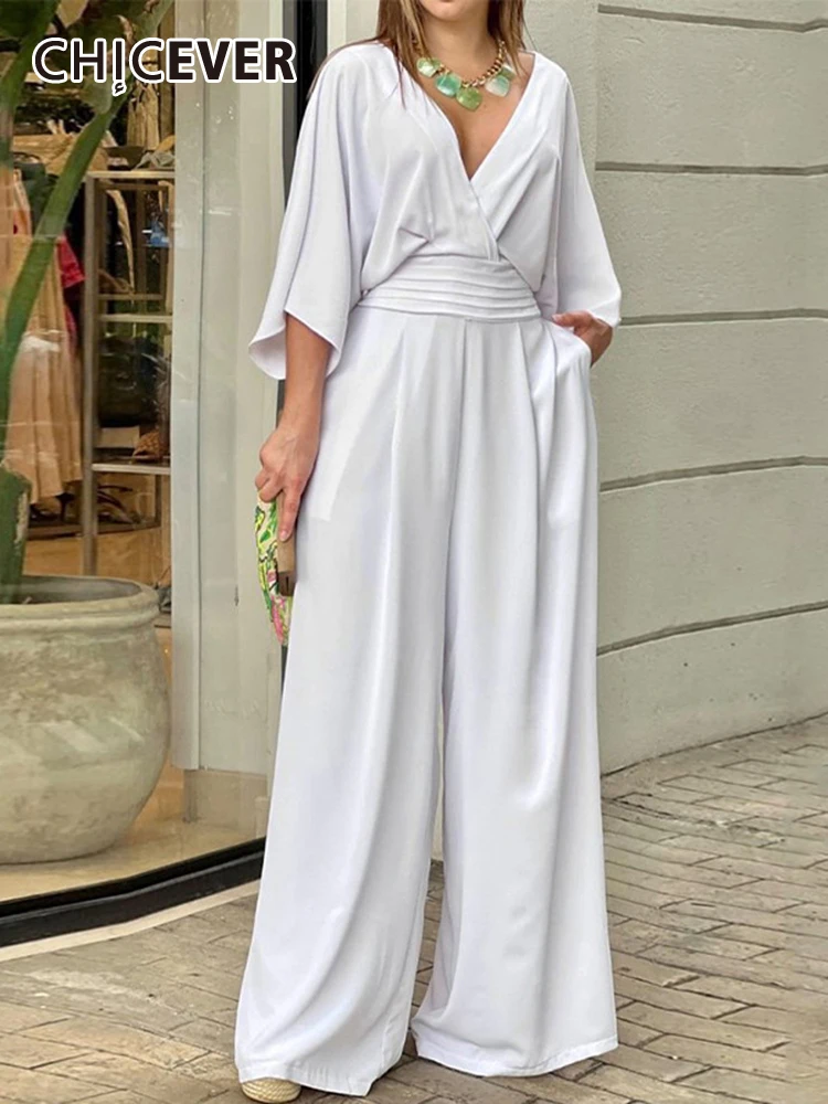 CHICEVER Fashion Jumpsuits For Women V Neck Batwing Sleeve High Waist Tunic Folds Loose Wide Leg Pants Spring Jumpsuit Female
CHICEVER Fashion Jumpsuits For Women V Neck Batwing Sleeve High Waist Tunic Folds Loose Wide Leg Pants Spring Jumpsuit Female