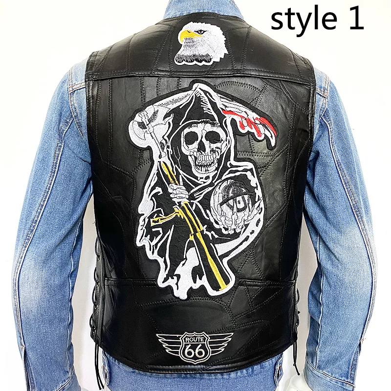 2023 New Men Leather Motorcycle Vest Fashion Embroidered Jacket Moto & Biker Sleeveless Jacket Four Seasons Street Vests
2023 New Men Leather Motorcycle Vest Fashion Embroidered Jacket Moto & Biker Sleeveless Jacket Four Seasons Street Vests