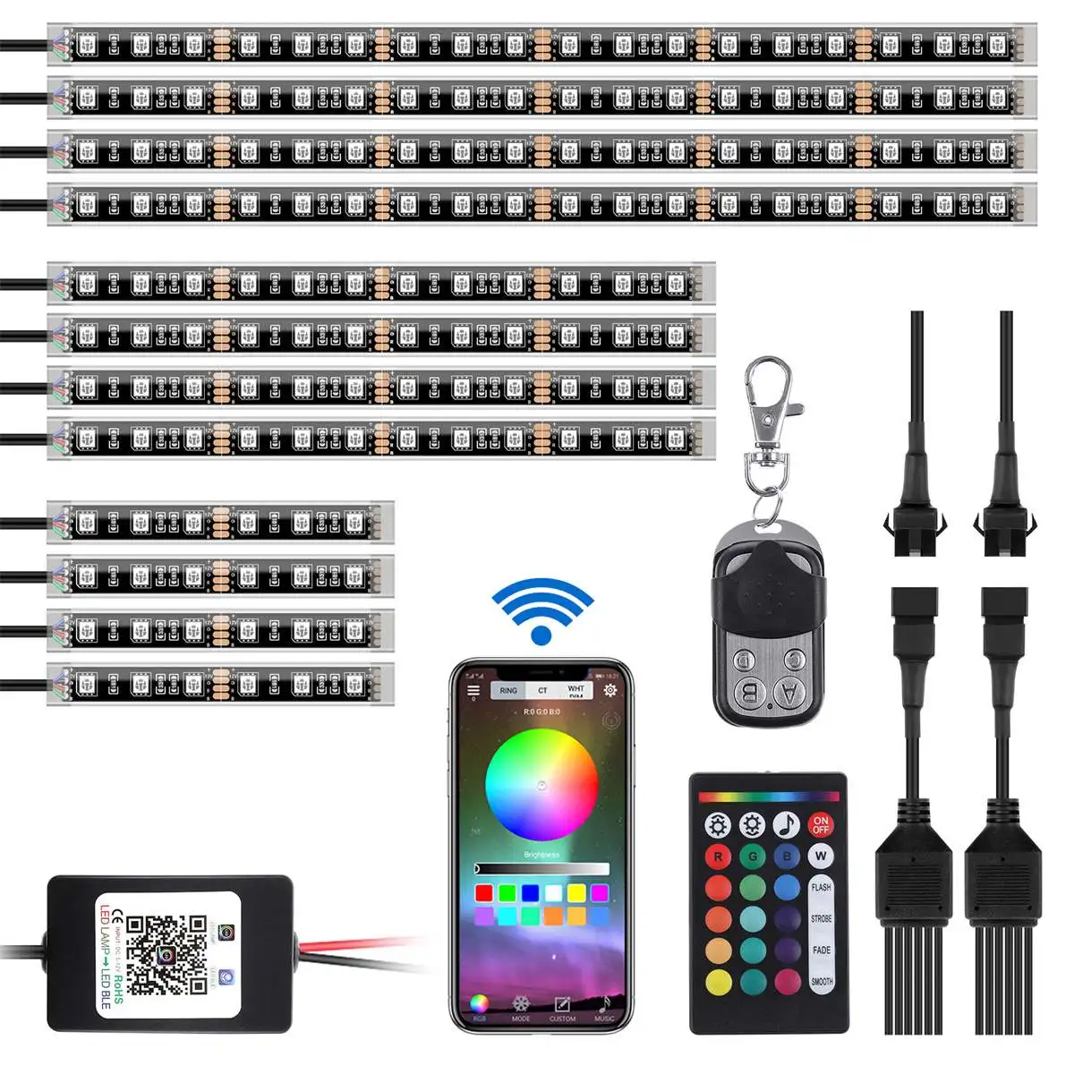 12in1 8 IN 1 RGB APP LED Smart Motorcycle Car Atmosphere Light Wireless Remote Control Moto Decorative Strip Lamp Brake Lights
12in1 8 IN 1 RGB APP LED Smart Motorcycle Car Atmosphere Light Wireless Remote Control Moto Decorative Strip Lamp Brake Lights