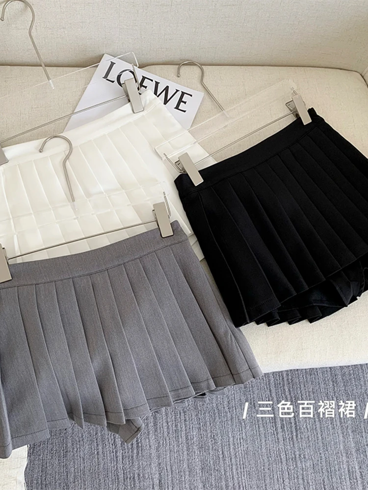 

Women Pleated Skirt Mini Solid Color A-line Harajuku Y2k Preppy Style High Street 2000s Aesthetic Gyaru Clubwear Streetwear Tide