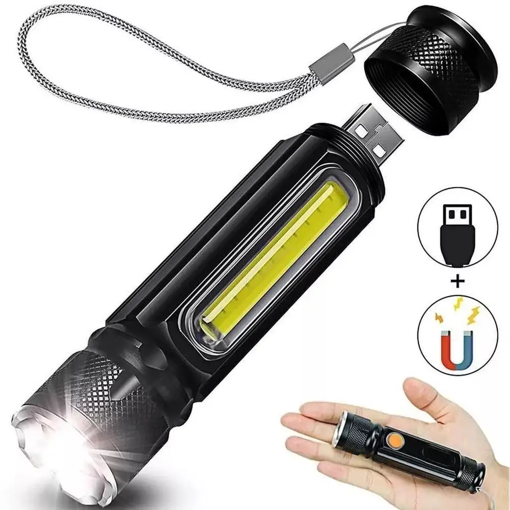 Strong Light LED Usb Rechargeable Flashlight T6 Magnetic Torch Lanter Zoomable Flashlight COB Zoom Highlight Outdoor Lighting
Strong Light LED Usb Rechargeable Flashlight T6 Magnetic Torch Lanter Zoomable Flashlight COB Zoom Highlight Outdoor Lighting