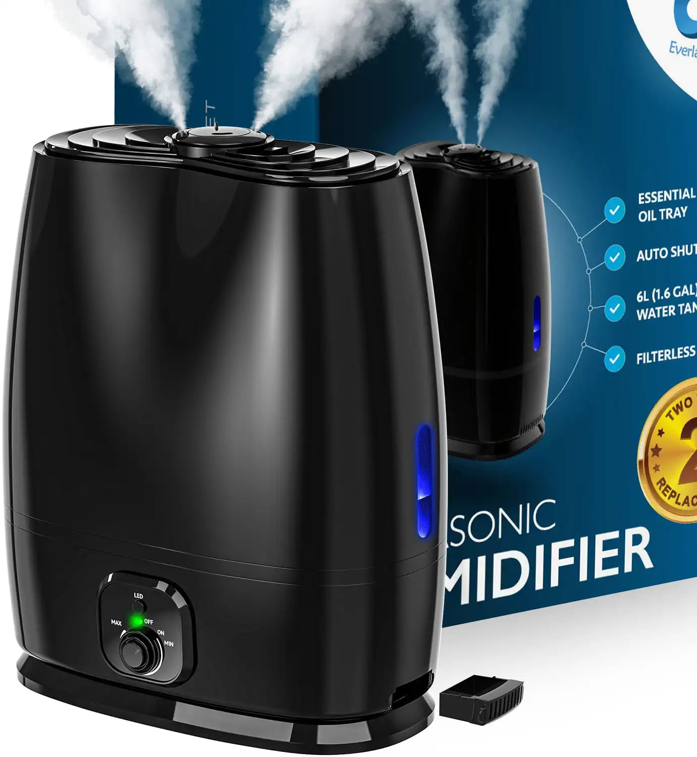 Ultrasonic Cool Humidifier for Bedroom (6L), Filterless Large Room Humidifiers, Lasts 50 Hours With Essential Oil Diffuser Tray
Ultrasonic Cool Humidifier for Bedroom (6L), Filterless Large Room Humidifiers, Lasts 50 Hours With Essential Oil Diffuser Tray