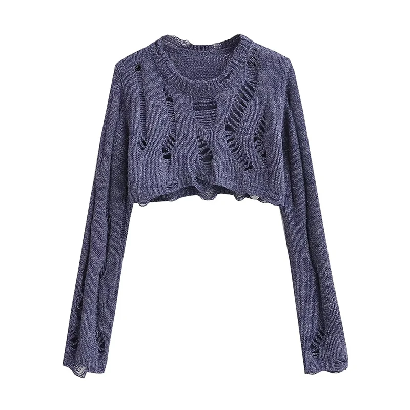 YENKYE New Women Fashion Cropped Ripped Knit Sweater Vintage Long Sleeve O Neck Female Pullover Tops
YENKYE New Women Fashion Cropped Ripped Knit Sweater Vintage Long Sleeve O Neck Female Pullover Tops