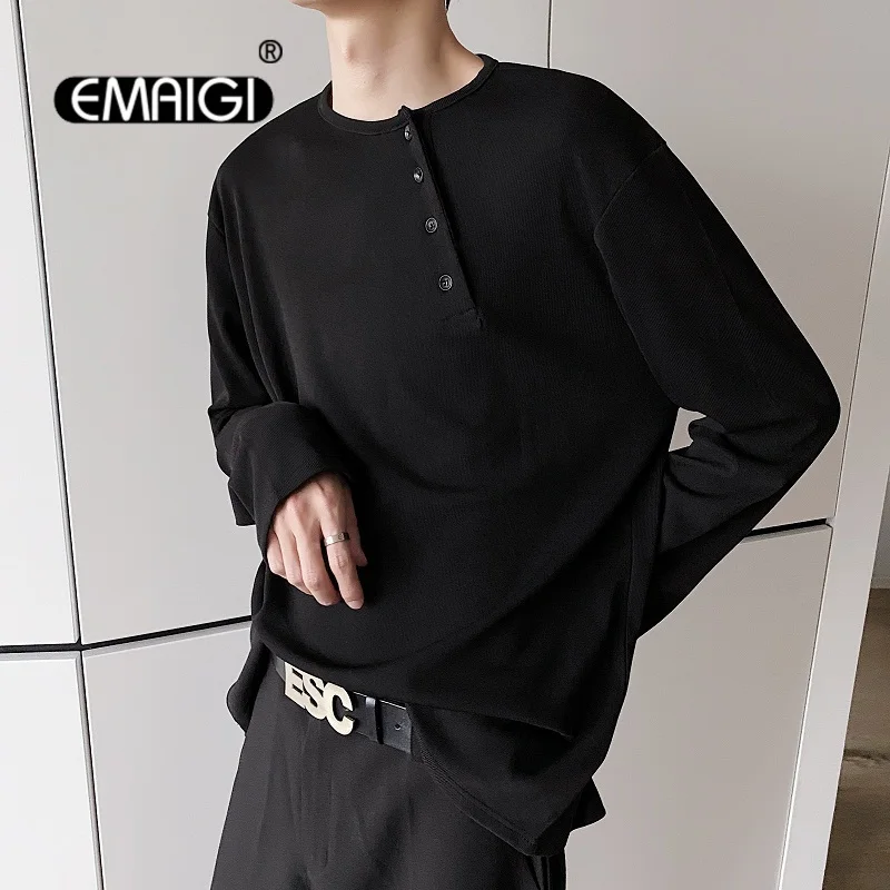 Men Oblique Placket Concise Long Sleeve Loose T-shirt Male Japan Harajuku Korea Streetwear Tshirt Vintage Fashion Tee Shirt
Men Oblique Placket Concise Long Sleeve Loose T-shirt Male Japan Harajuku Korea Streetwear Tshirt Vintage Fashion Tee Shirt
