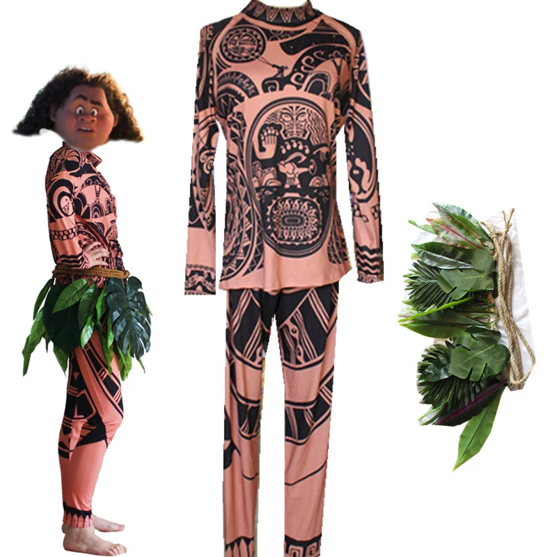 Movie Maui Tattoo Top Pants Cosplay Costume Halloween Adult Mens Women Full Set Kids Outfit Role Play Leaves Costumes
Movie Maui Tattoo Top Pants Cosplay Costume Halloween Adult Mens Women Full Set Kids Outfit Role Play Leaves Costumes