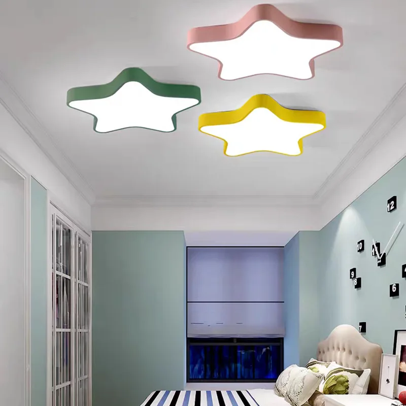 

LED Nursery Light Modern Kids Children Room Ceiling Lights Babies Bedroom Ceiling Lamp Light Fixtures Pink Blue Star Girls Boys