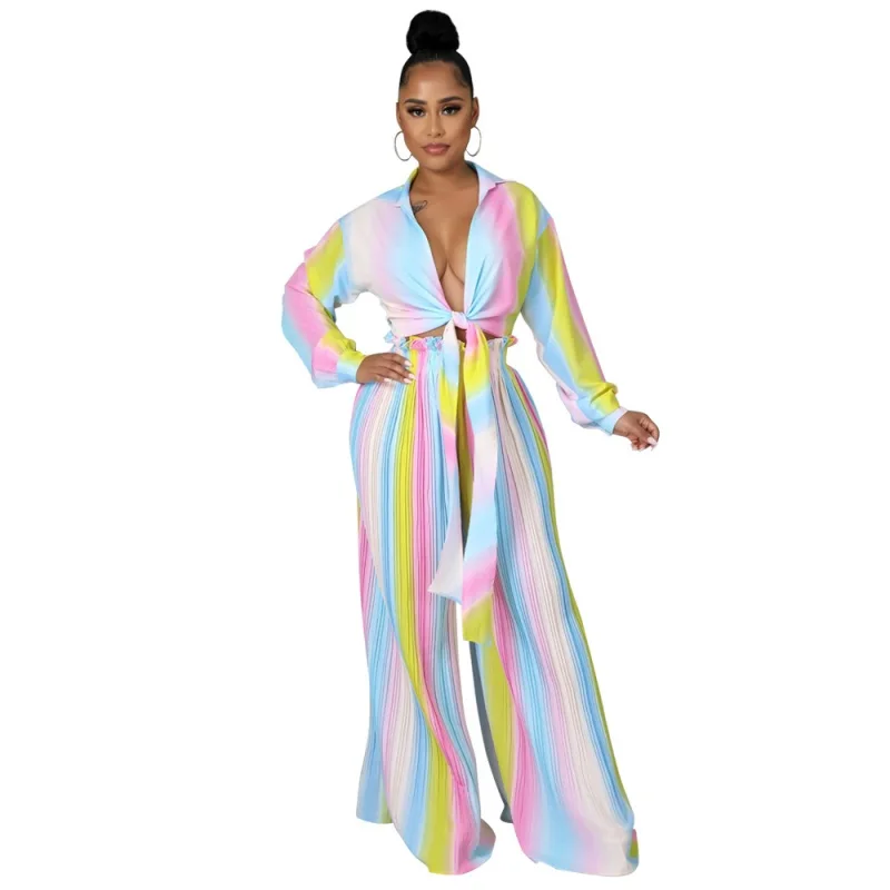 2 Two Piece Set Women Set Stripe Print Long Sleeve Blouse Tops And Pant Suits Sheath Matching Fashion Outfit Spring Autumn 2022
2 Two Piece Set Women Set Stripe Print Long Sleeve Blouse Tops And Pant Suits Sheath Matching Fashion Outfit Spring Autumn 2022