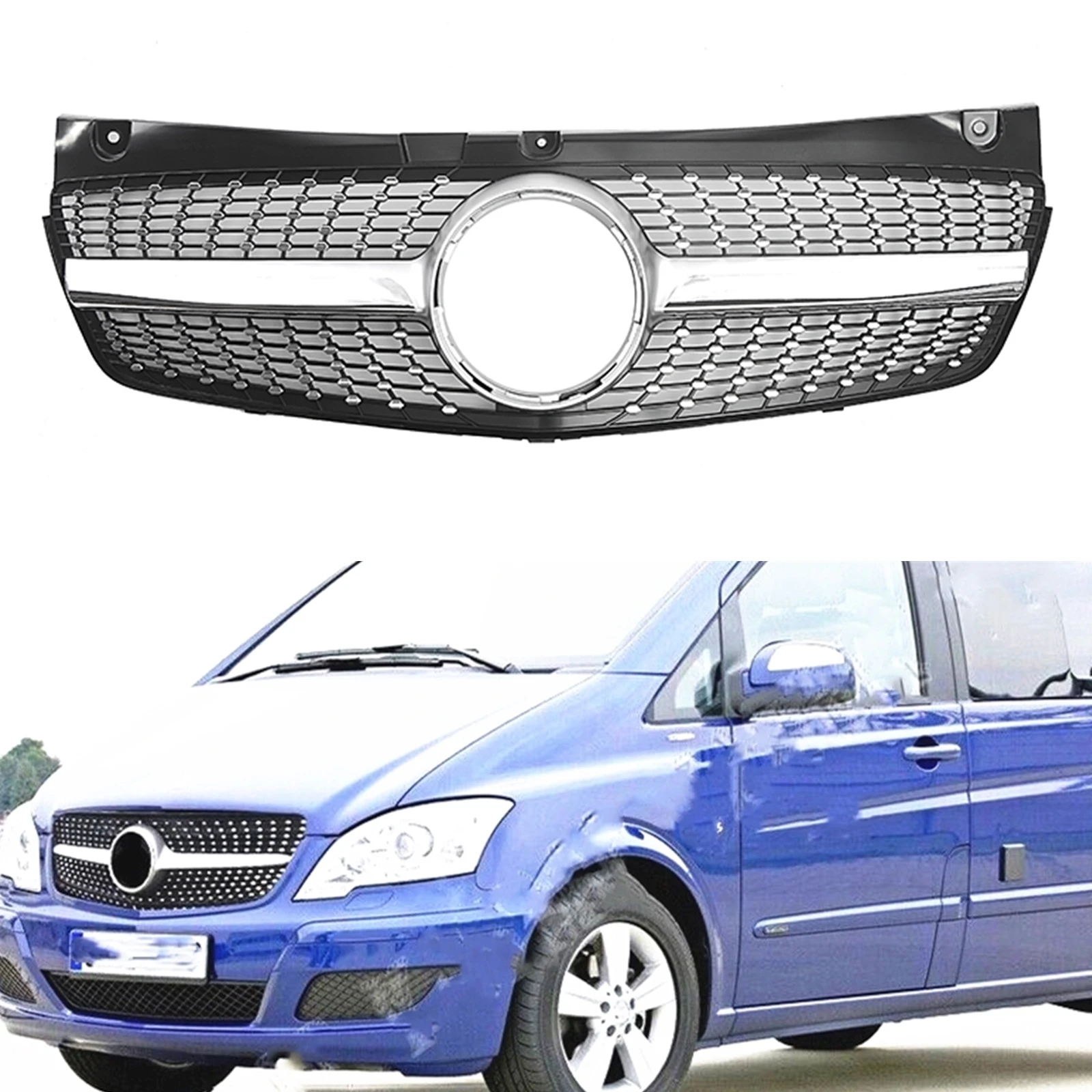 Racing Grills Front Grille For Mercedes Benz W639 Viano/Vito 2011-2014 Diamond Style Silver Car Upper Bumper Hood Vent Mesh Grid
Racing Grills Front Grille For Mercedes Benz W639 Viano/Vito 2011-2014 Diamond Style Silver Car Upper Bumper Hood Vent Mesh Grid