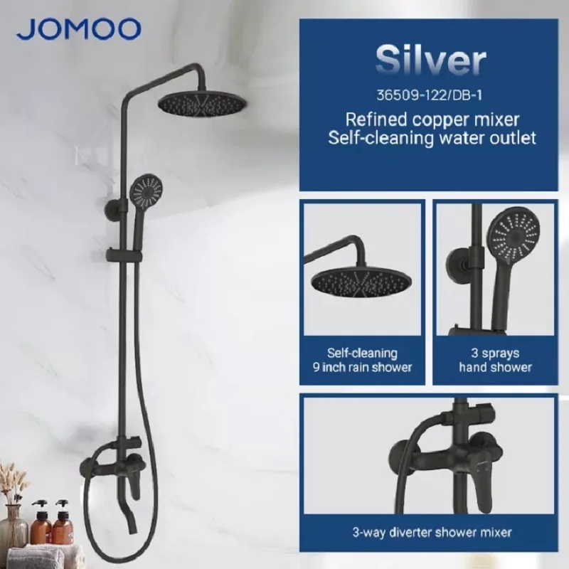 JOMOO Shower Set Kits 3 Function Handheld Shower Head Combo Bathroom Rainfall Shower Mixer Complete Set Matte Black &Chrome
JOMOO Shower Set Kits 3 Function Handheld Shower Head Combo Bathroom Rainfall Shower Mixer Complete Set Matte Black &Chrome