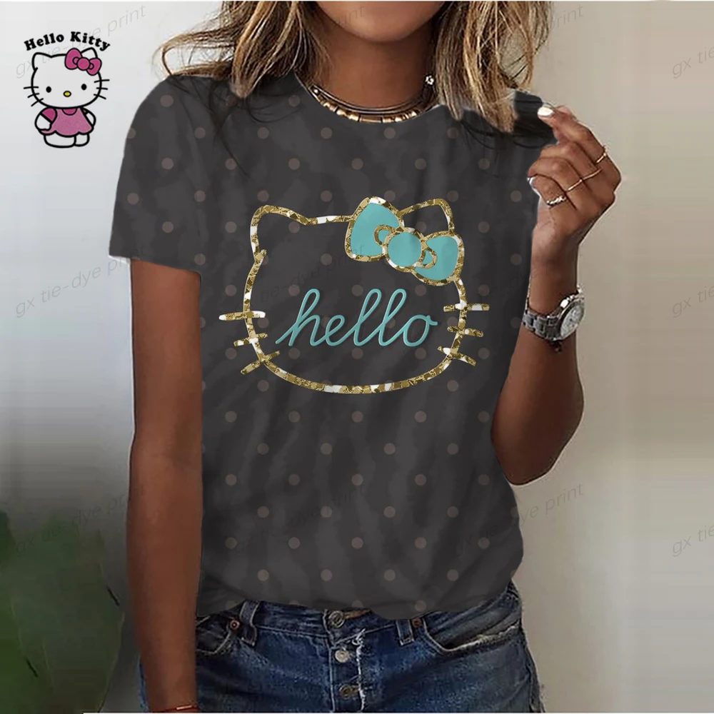 Женская футболка с круглым вырезом, коротким рукавом и 3D-принтом Hello Kitty
Женская футболка с круглым вырезом, коротким рукавом и 3D-принтом Hello Kitty