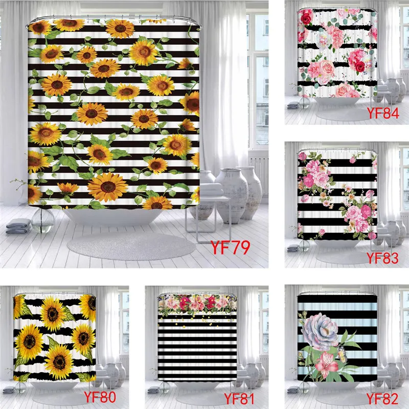 Floral Shower Curtain Waterproof Bathroom Sets With Sunflower Shower Curtain And Rugs Carpets High Quality Shower Stall Surtain
Floral Shower Curtain Waterproof Bathroom Sets With Sunflower Shower Curtain And Rugs Carpets High Quality Shower Stall Surtain