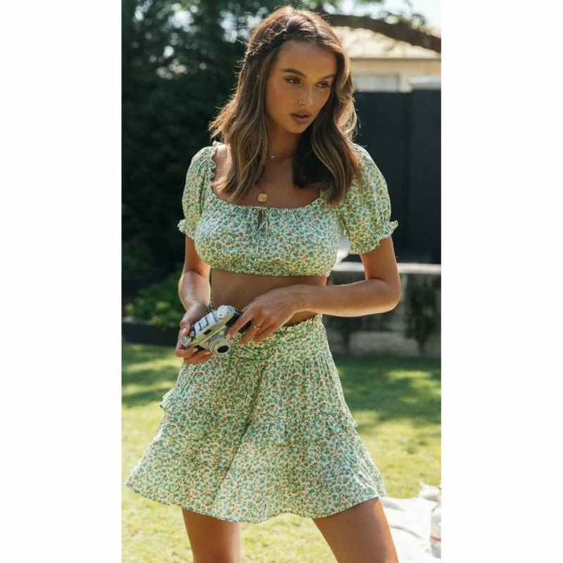 Dresses for Women Cottagecore Dress 2023 Fashion Suit Short Lace Up Top Large Swing Ruffled Two-Piece Set Vestido Verano Mujer
Dresses for Women Cottagecore Dress 2023 Fashion Suit Short Lace Up Top Large Swing Ruffled Two-Piece Set Vestido Verano Mujer