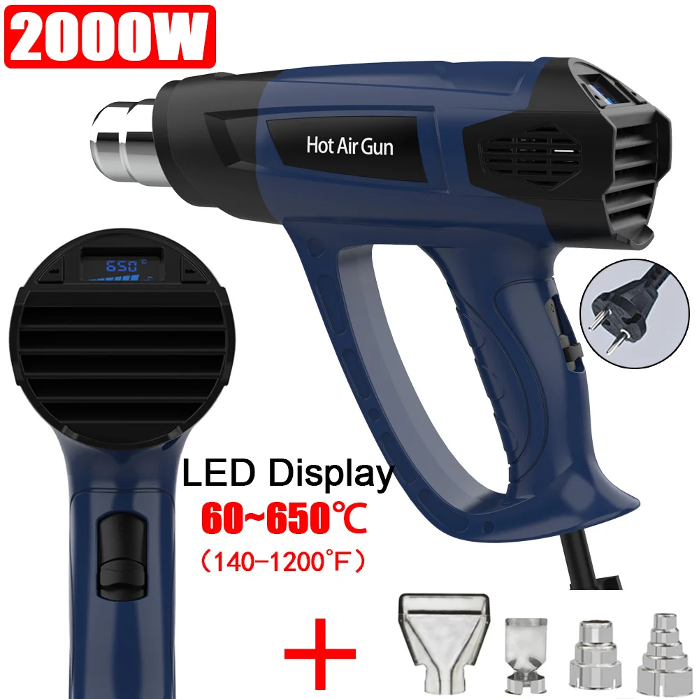 2000W Industrial Heat Gun LCD Display Hot Air Gun Handheld Electrical Heater Air Machine for DIY Stripping Paint Shrinking PVC
2000W Industrial Heat Gun LCD Display Hot Air Gun Handheld Electrical Heater Air Machine for DIY Stripping Paint Shrinking PVC