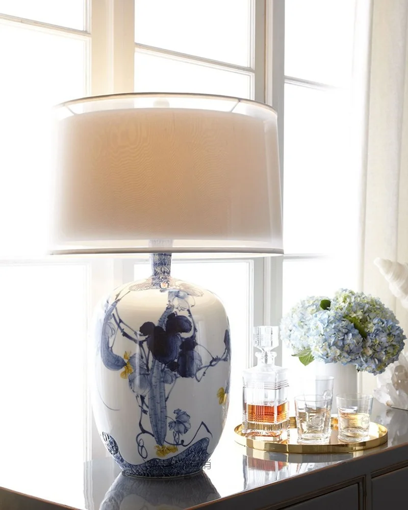 Новая простая прикроватная лампа в китайском стиле для спальни ручная роспись