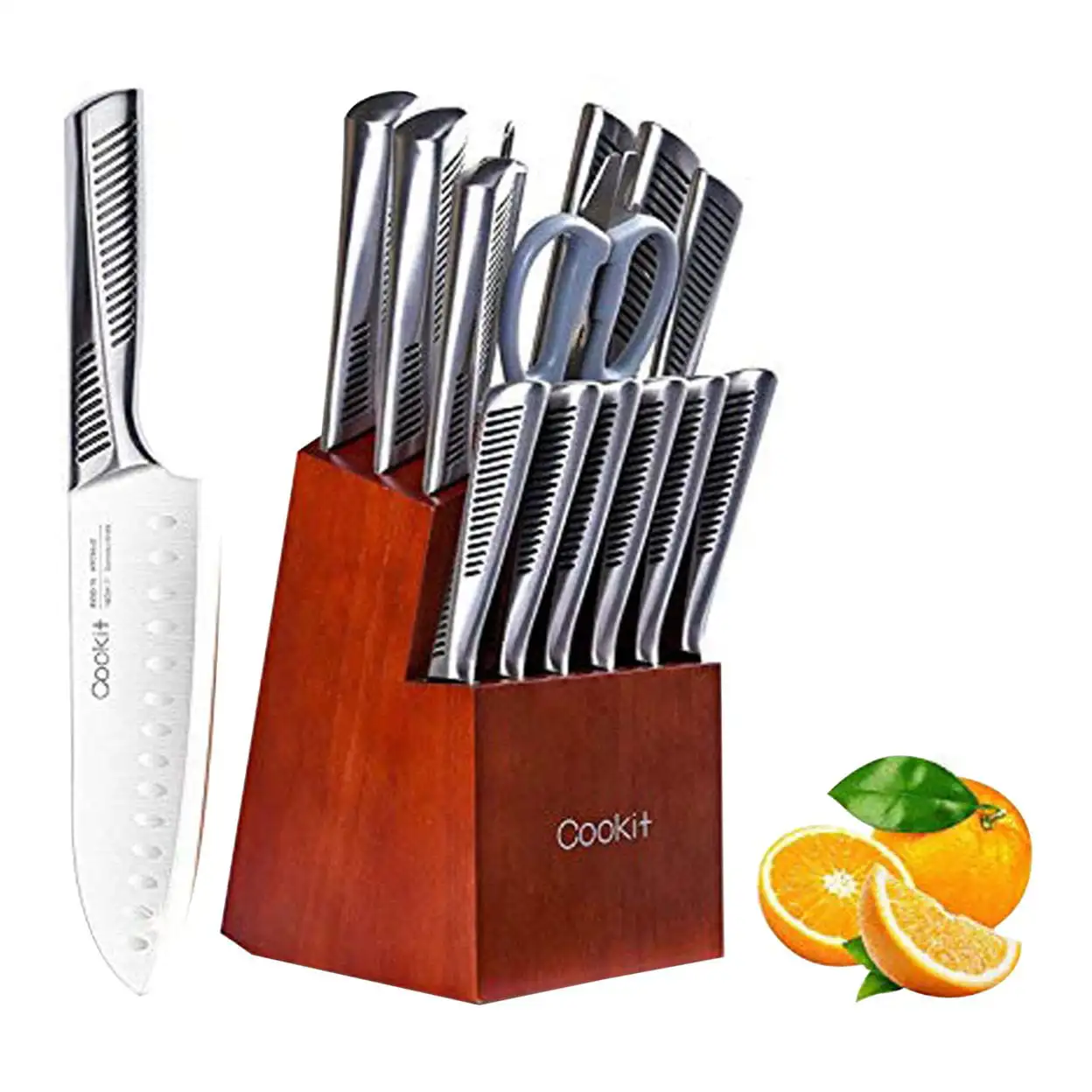 15-Piece Stainless Steel Hollow Handle Kitchen Knives Set With Wooden Block Holder And Sharpener
15-Piece Stainless Steel Hollow Handle Kitchen Knives Set With Wooden Block Holder And Sharpener