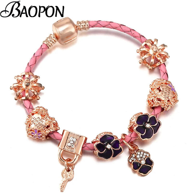 Женский браслет с подвесками в виде короны и ключа, из розового золота
Женский браслет с подвесками в виде короны и ключа, из розового золота