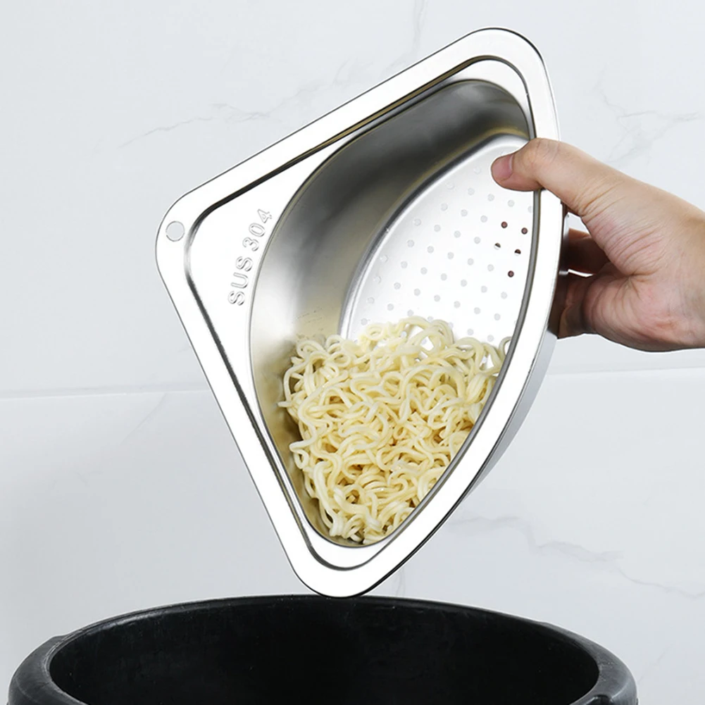 Kitchen Leftover Sink Strainer Sink Swan Fruit Vegetable Triangular Silver Stainless Steel Drain Basket with Rag
Kitchen Leftover Sink Strainer Sink Swan Fruit Vegetable Triangular Silver Stainless Steel Drain Basket with Rag