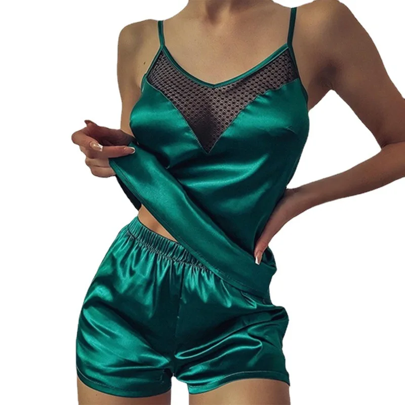 Silk Shorts Nightgowns Lace Strap Homewear Outfit Women Sleepwear Set Pajama Piece Cami Spaghetti Set Underwear 2
Silk Shorts Nightgowns Lace Strap Homewear Outfit Women Sleepwear Set Pajama Piece Cami Spaghetti Set Underwear 2