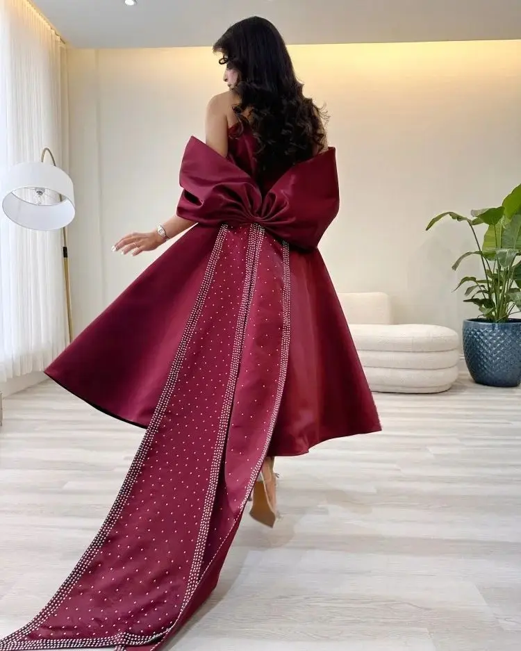 Off The Shoulder Prom Dresses A-Line Big Bow Beaded Formal Occasion Dresses Ankle Length Women's Evening Dress
Off The Shoulder Prom Dresses A-Line Big Bow Beaded Formal Occasion Dresses Ankle Length Women's Evening Dress