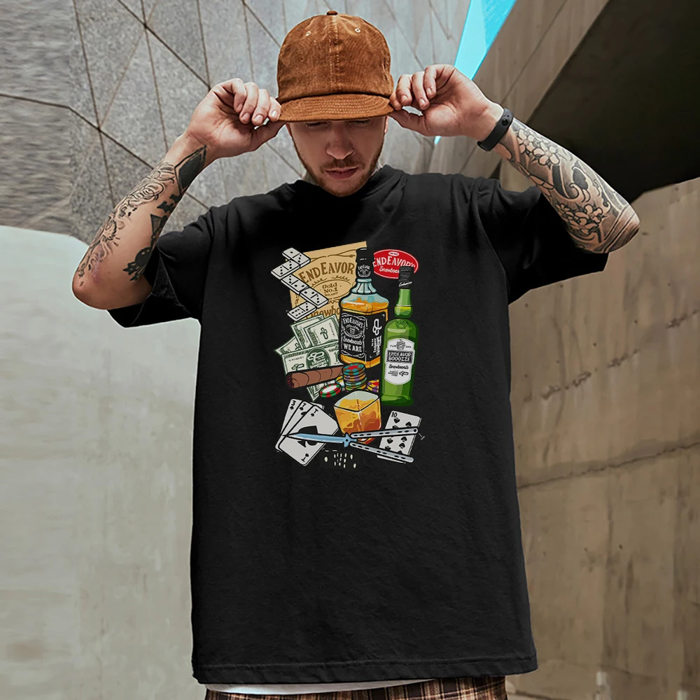 Футболка мужская хлопковая с коротким рукавом, роскошная дышащая винтажная уличная одежда с изображением алкогольного богатства для игр 
Футболка мужская хлопковая с коротким рукавом, роскошная дышащая винтажная уличная одежда с изображением алкогольного богатства для игр