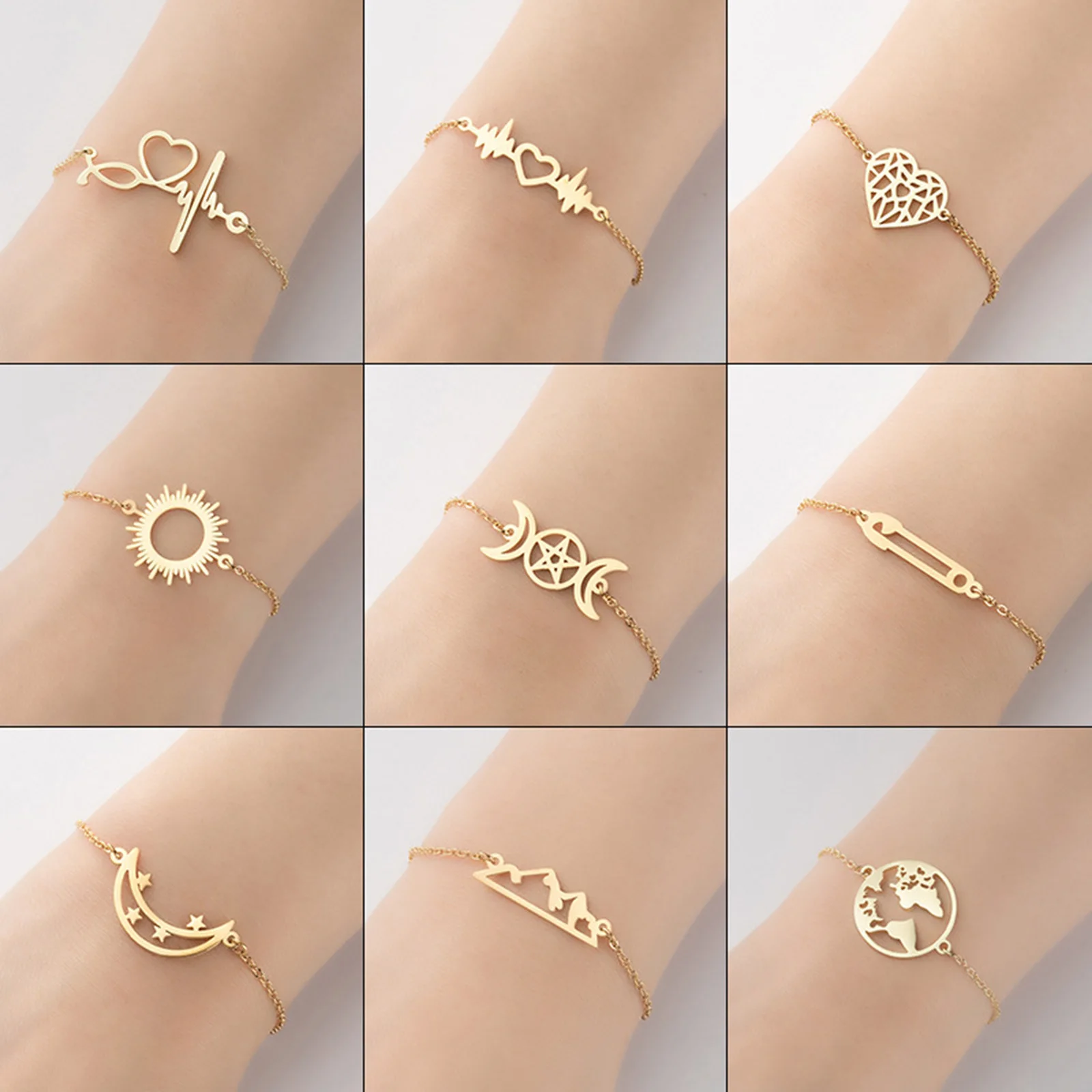 Stainless Steel Curb Link Chain Bracelets Multicolor Heart Connector Extension Chain Single Buckle Bracelet for Women 13.5cm 1PC
Stainless Steel Curb Link Chain Bracelets Multicolor Heart Connector Extension Chain Single Buckle Bracelet for Women 13.5cm 1PC