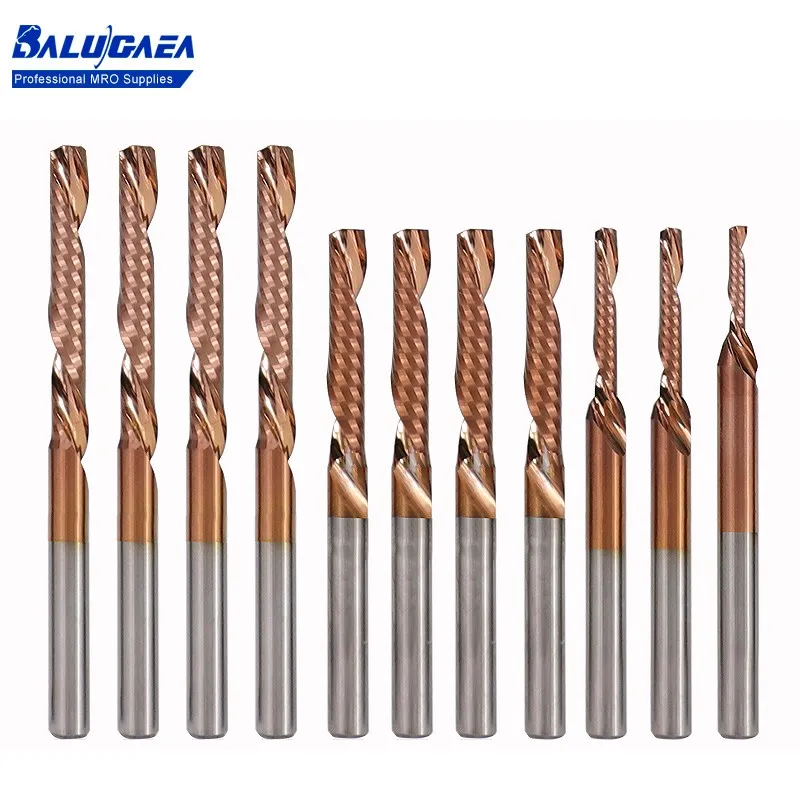 Single Flute End Mill Down Cut Router Bit 1/8 Shank CNC Milling Cutter TiCN Coated Carbide End Mill for Metal Aluminum Milling
Single Flute End Mill Down Cut Router Bit 1/8 Shank CNC Milling Cutter TiCN Coated Carbide End Mill for Metal Aluminum Milling