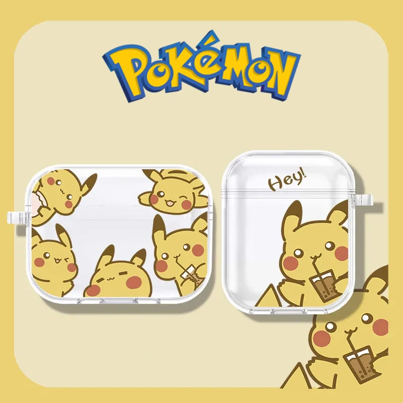 

Fashion Ins Pikachu Airpods Case for Airpods1/2/3/pro 2 Transparent Silicone Pokemon Cartoon Anime Figure Kawaii Earphone Cases