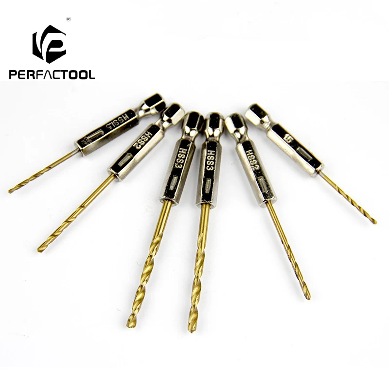 PERFACTOOL Hexagon Shank Twist Drill Bit Titanium Plated High Speed Steel Screw Bit
PERFACTOOL Hexagon Shank Twist Drill Bit Titanium Plated High Speed Steel Screw Bit