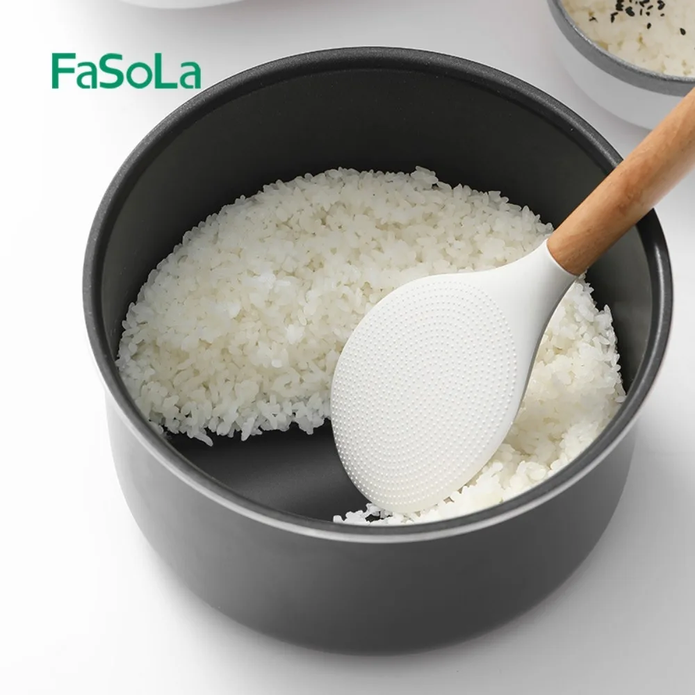 

Силиконовая ложка для риса, кухонная антипригарная ложка для каши, устойчивая к высоким температурам, подходит для пищевых продуктов