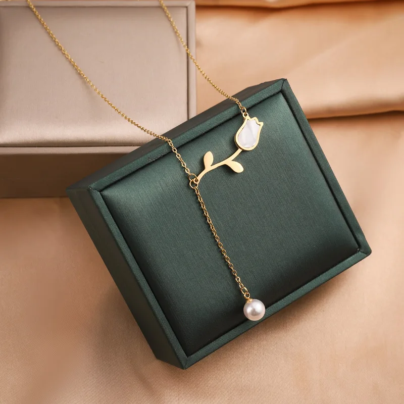 316L Stainless Steel Pearl Necklace Rose Inlaid Shell Pendant Clavicle For Women New Arrival Gift Jewelry Accessory Bijoux 
316L Stainless Steel Pearl Necklace Rose Inlaid Shell Pendant Clavicle For Women New Arrival Gift Jewelry Accessory Bijoux
