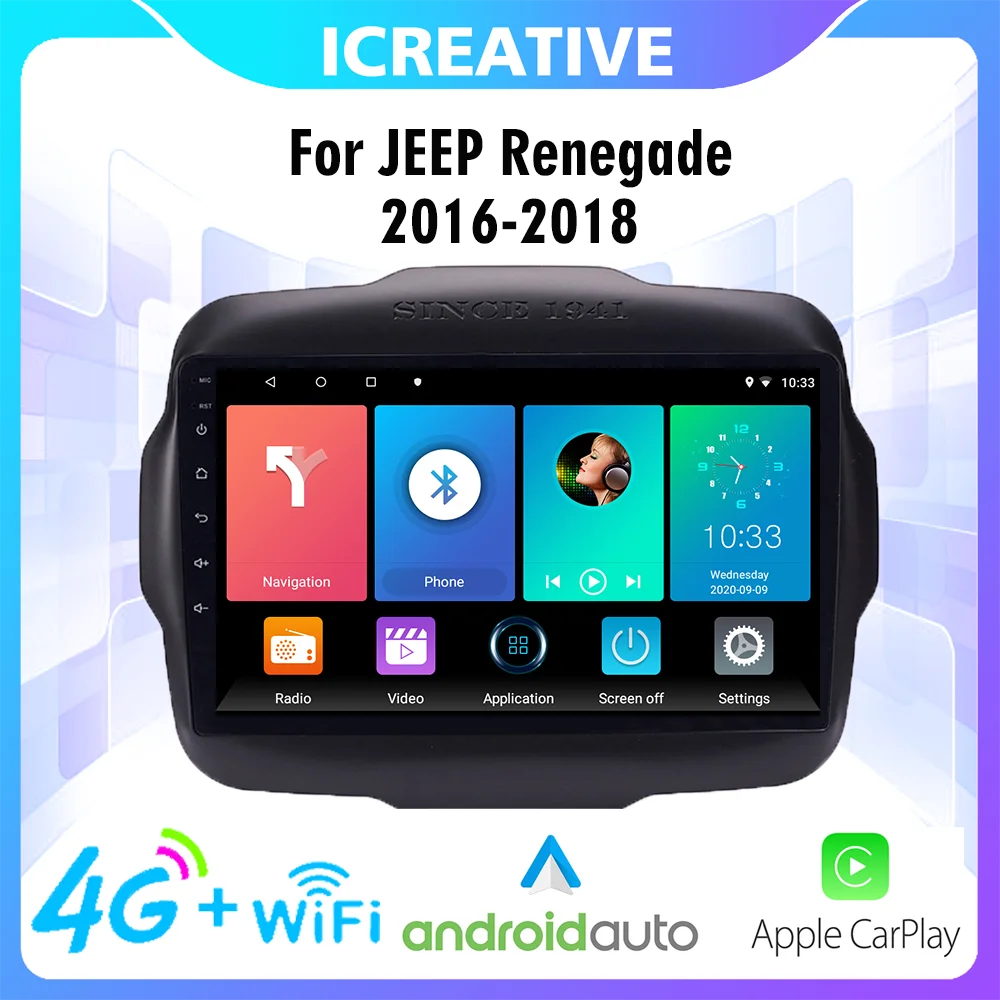 Car Multimedia Stereo Player 4G Carplay Autoradio For JEEP Renegade 2016-2020 9 inch Android 2 Din Navigation GPS Radio
Car Multimedia Stereo Player 4G Carplay Autoradio For JEEP Renegade 2016-2020 9 inch Android 2 Din Navigation GPS Radio