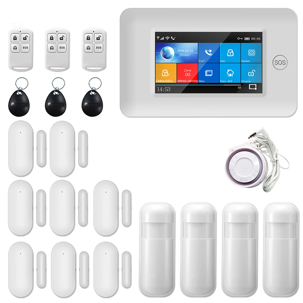 Система охранной сигнализации YUPA Gsm, полносенсорный цветной экран, Управление приложениями с дверным датчиком для Android, Ios, Wi-Fi, беспроводная смарт-сигнализация
Система охранной сигнализации YUPA Gsm, полносенсорный цветной экран, Управление приложениями с дверным датчиком для Android, Ios, Wi-Fi, беспроводная смарт-сигнализация