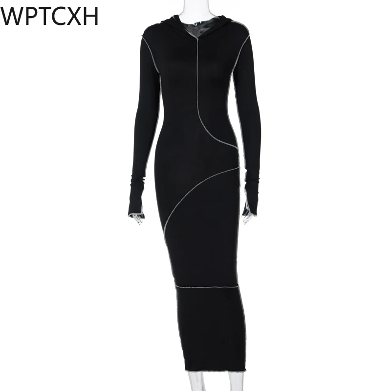 2024 Spring Autumn Women Fashion Streetwear Casual Outfits Design Sense dress Long Sleeve Hooded Patchwork Skinny Maxi Dress
2024 Spring Autumn Women Fashion Streetwear Casual Outfits Design Sense dress Long Sleeve Hooded Patchwork Skinny Maxi Dress