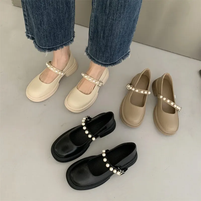 Pearl Mary Jane Shoes Women Casual Comfort Retro Loafers Fashion Classic Soft Leather Flats 2022 beige Black Designer Round Toe
Pearl Mary Jane Shoes Women Casual Comfort Retro Loafers Fashion Classic Soft Leather Flats 2022 beige Black Designer Round Toe
