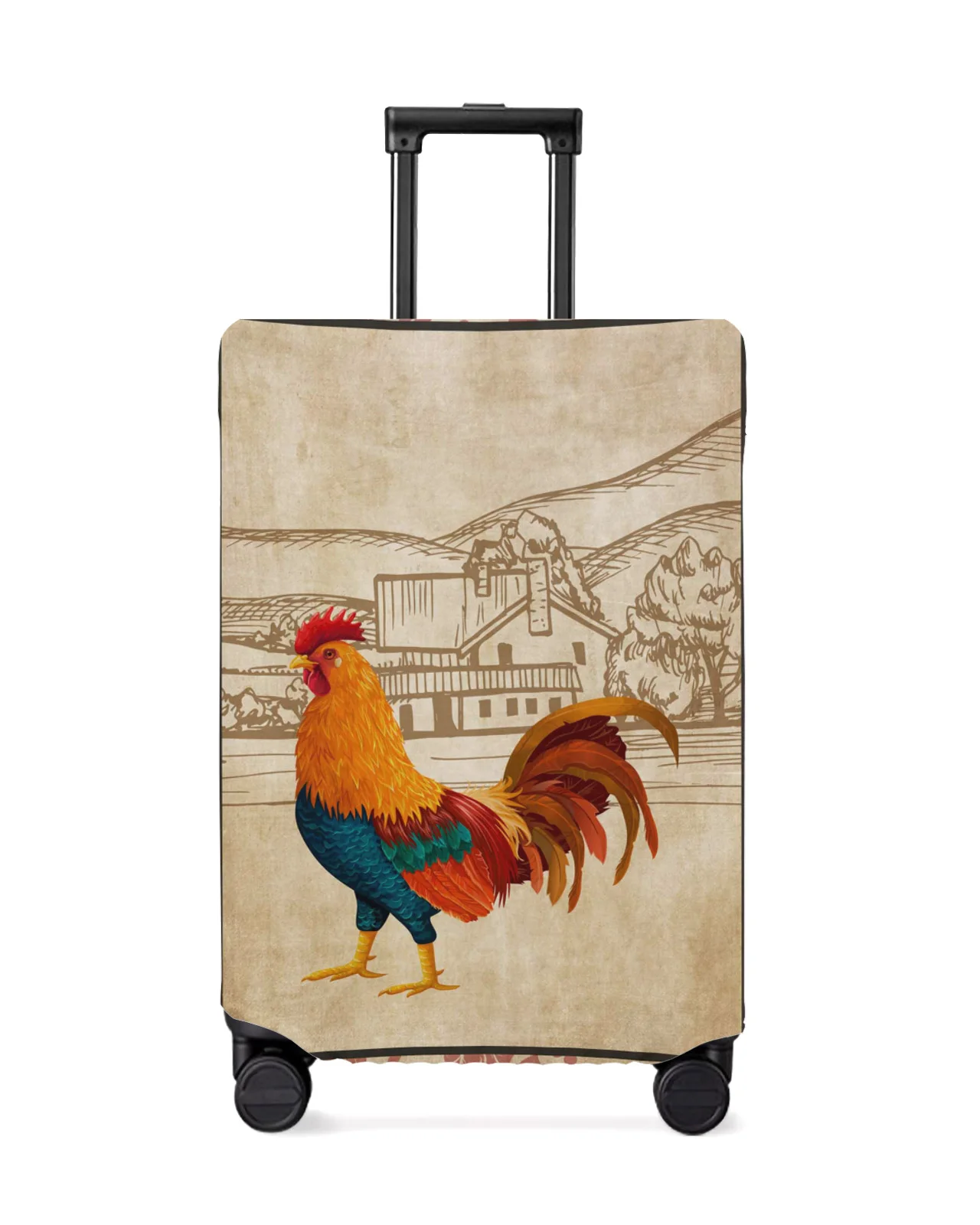 

Farm Rooster Pattern Retro Travel Luggage Cover Elastic Baggage Cover For 18-32 Inch Suitcase Case Dust Cover Travel Accessories
