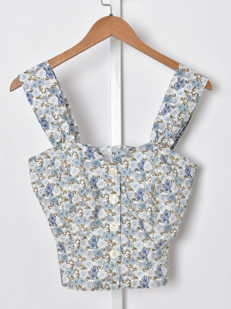Women Tops 2022 Spring and Summer New 100% Cotton Sling Floral Print Single-breasted Women Casual Slim Camisole Top
Women Tops 2022 Spring and Summer New 100% Cotton Sling Floral Print Single-breasted Women Casual Slim Camisole Top