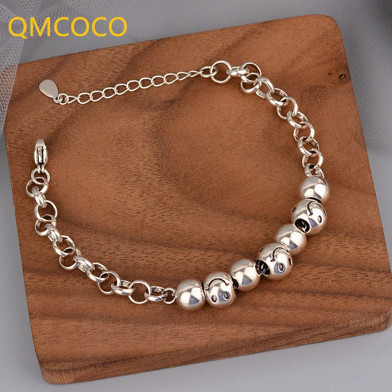 QMCOCO Silver Color Bracelets INS Fashion Hip-Hop Vintage Simple Round Beads Smiley Face Punk Party Jewelry Student Fine Gifts
QMCOCO Silver Color Bracelets INS Fashion Hip-Hop Vintage Simple Round Beads Smiley Face Punk Party Jewelry Student Fine Gifts