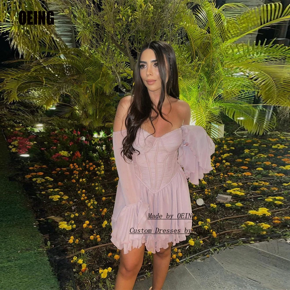OEING Pink Chiffon A Line Mini Evening Dresses Sweetheart Arabic Women Formal Party Dress Elegant Prom Gown Special Occasion
OEING Pink Chiffon A Line Mini Evening Dresses Sweetheart Arabic Women Formal Party Dress Elegant Prom Gown Special Occasion